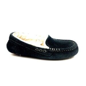 UGG Slippers Women's Size 6 Black Suede Ansley Slip on Moccasins